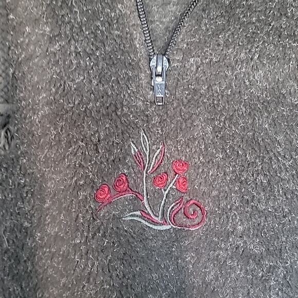 Vintage Victoria's Secret Country Gray 1/4 Zip Oversized Embroidered Fleece, S - Picture 3 of 6